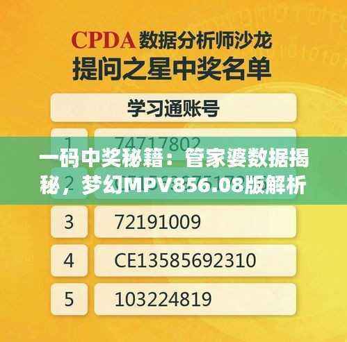 一码中奖秘籍：管家婆数据揭秘，梦幻MPV856.08版解析