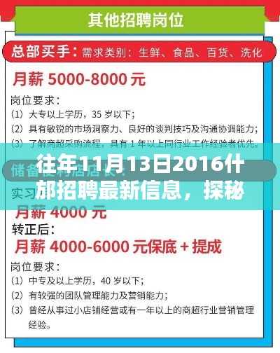 揭秘什邡招聘新篇章,探寻小巷深处的隐藏宝藏与特色小店招聘信息回顾往年11月13日动态