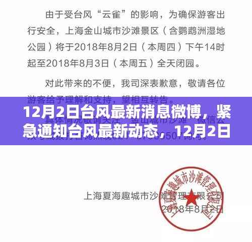微博播报,12月2日台风最新动态,风暴来袭紧急通知,请做好防范准备