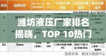 潍坊液压厂家排名揭晓,TOP 10热门品牌榜单重磅出炉!